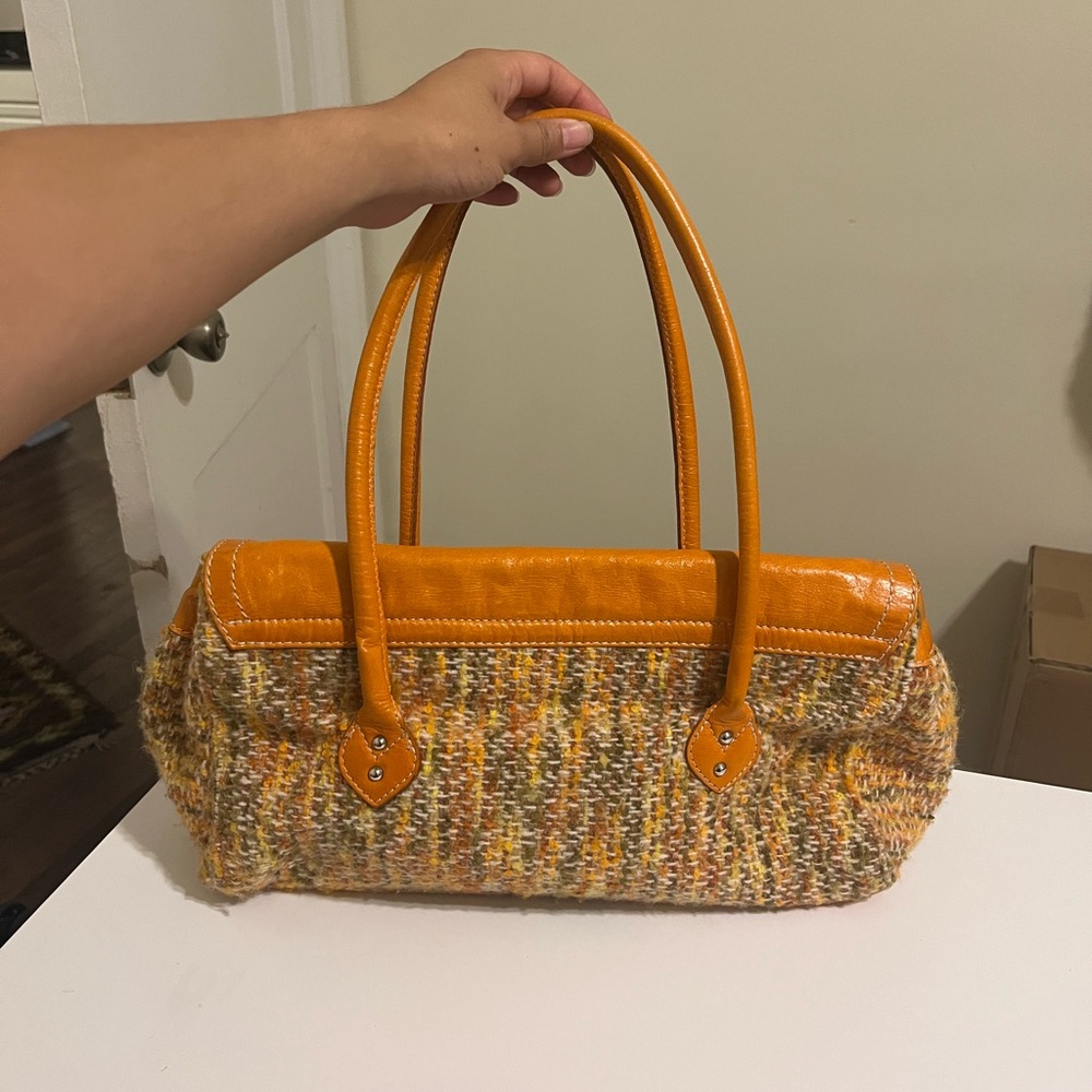 Vintage Orange Tweed Handbag Made in Italy - Picture 2 of 4